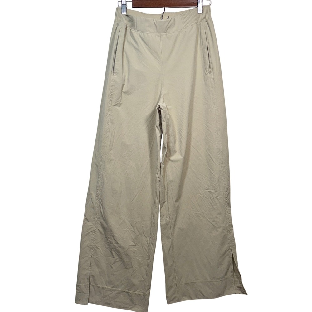 Lululemon Stretch Woven Wide Leg High Rise Pant Tan Khaki LW5FF3S Womens Size M